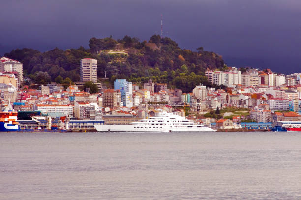 Vigo cityscape, Vigo estuary. Pontevedra province, Galicia, Spain. stock photo