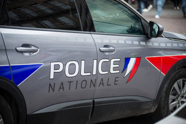 french national police car parked in the street stock photo