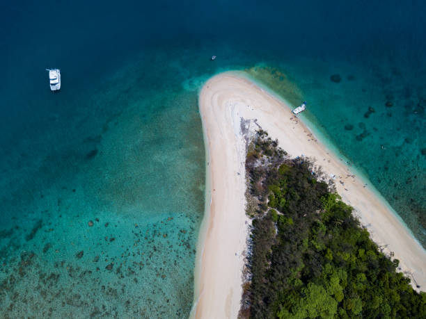 Frankland Islands Drone photograph from the Frankland Islands, Cairns great barrier reef marine park stock pictures, royalty-free photos & images