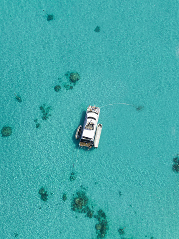 Dive boat moored on the Great Barrier Reef