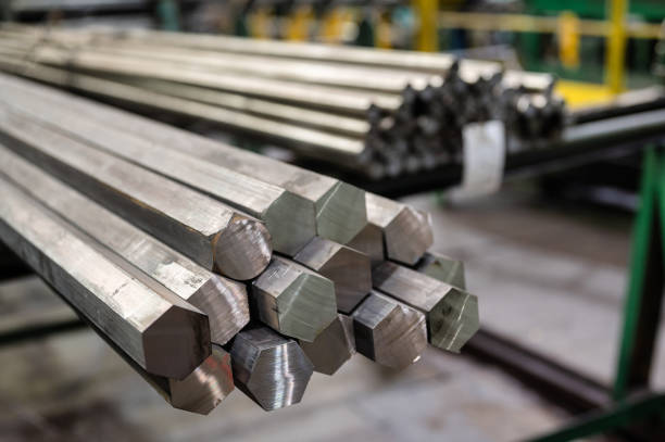 Bundle of hexagonal metal rods, hot rolled steel