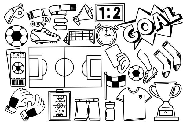 doodle sports soccer concept design - indonesia football 幅插畫檔、美工圖案、卡通及圖標