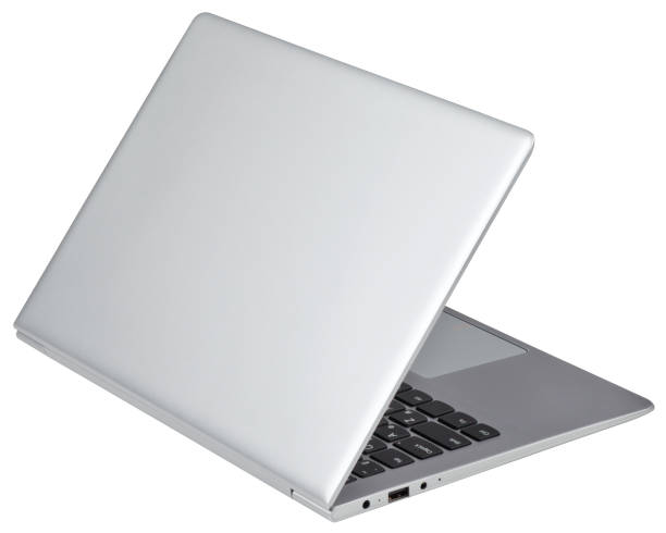 Laptop. The back side of the laptop, on white background. shut up stock pictures, royalty-free photos & images