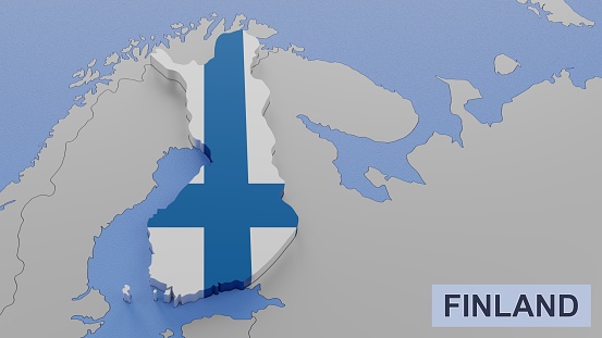 Finland map 3D illustration. 3D rendering image and part of a series.