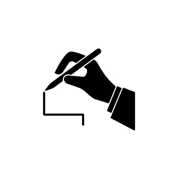 白、記号、記号のイラストで分離された手のアイコンベクトルを描画します。 - black sign holding vertical点のイラスト素材／クリップアート素材／マンガ素材／アイコン素材