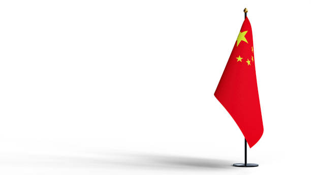 istock Small national flags of the China on white black ground with Clipping Path. 3d render illustration. 1367802861