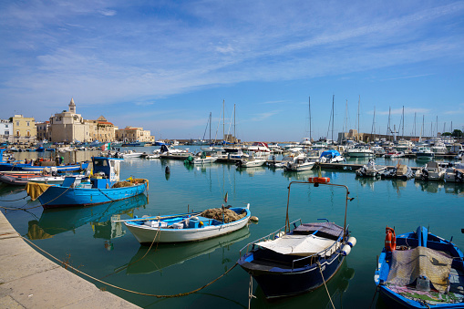 Trani, Apulia, Italy: the harbor with boats