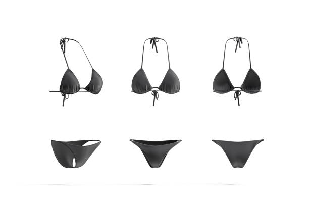 maquette de bikini de femme noire vierge, points de vue différents - swimming trunks swimwear summer bikini photos et images de collection
