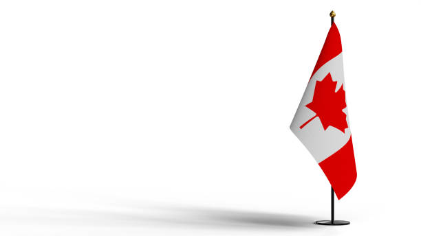 istock Small national flags of the Canada on white background with Clipping Path. 3d render illustration. 1367803497