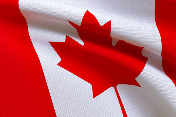 istock 3d render illustration of Canada flag. Realistic Canada Flag  waving in wind. 1367803513