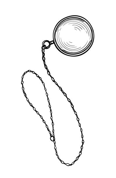 Monocle ink sketch. Monocle with chain. Vintage lens. Ink sketch isolated on white background. Hand drawn vector illustration. Retro style. metrosexual stock illustrations