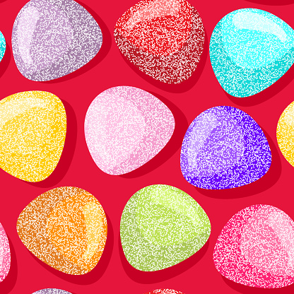 Scalable vectorial representing a seamless background of colored gumdrops, element for cute design.