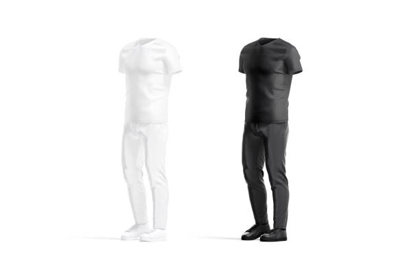 istock Blank black and white sport uniform mock up, side view 1367805340