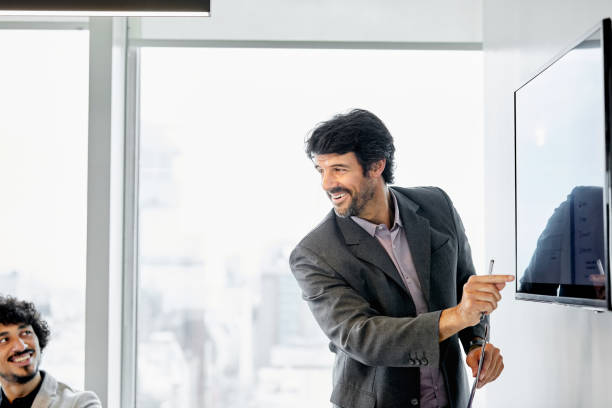 Businessman in board room during presentation
