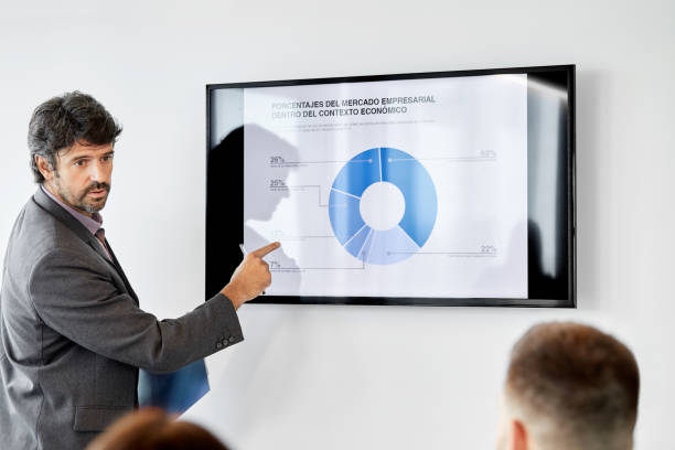 istock Male entrepreneur presenting in board room 1367806010