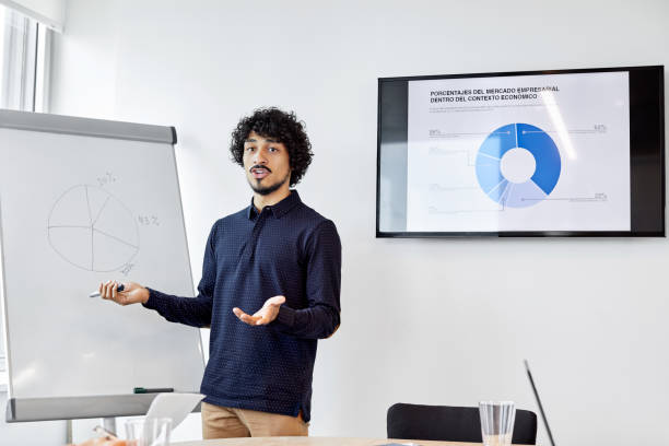 istock Entrepreneur presenting in board room at workplace 1367806020