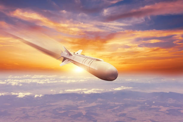 istock Launching and dropping a powerful rocket charge from a height at specified targets 1367806332