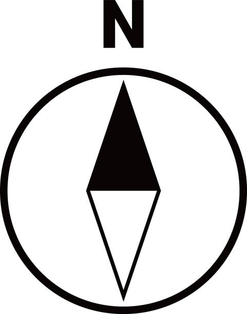 ilustrações de stock, clip art, desenhos animados e ícones de simple illustration of a compass showing north - letter n illustrations