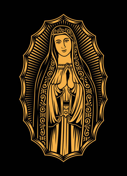 ilustrações, clipart, desenhos animados e ícones de gráfico virgin mary vetor - religious icon illustrations