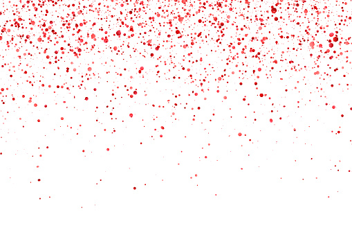 Red glitter holiday falling confetti on white background. Vector illustration