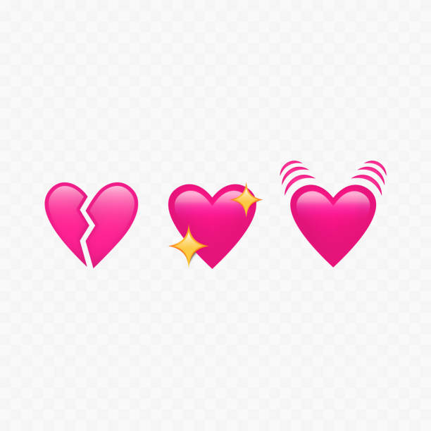 istock Pink hearts emojis. Love Hearts emoji. Isolated. Vector 1367810095