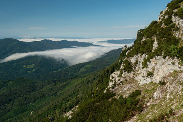 Scenic view from Rax mountains (Austria) on a sunny morning in summer