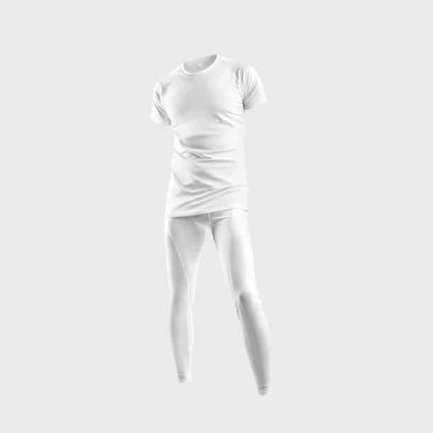 Template of white male sportswear, for training, 3D rendering, isolated on background, front view.