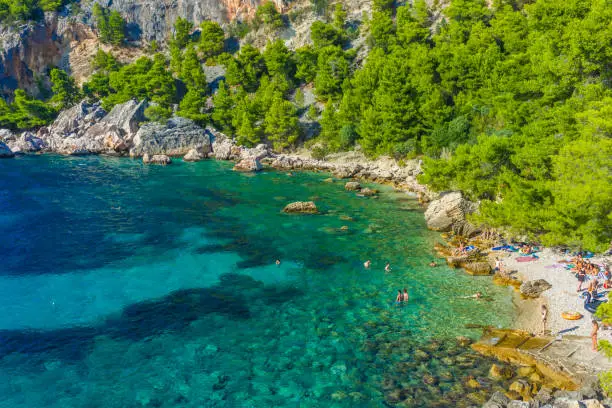 The bautiful beach of Malo Zarace, Hvar Island, Croatia