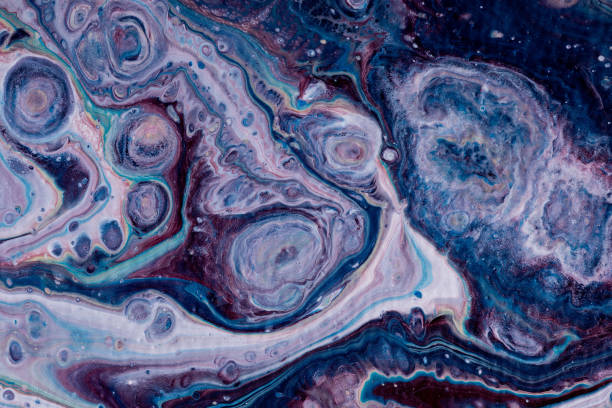 istock Liquid acrylic, abstract fluid art background, pattern with space, spots, fascinating waves, streaks. Painting for covers, posters, invitations. 1367810689
