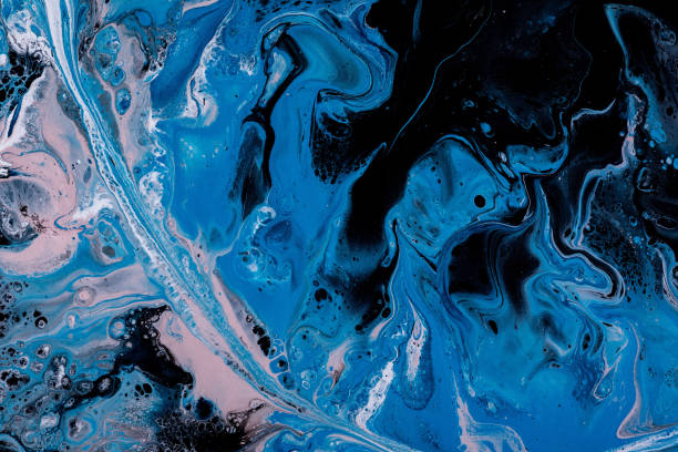 istock Abstract fluid art, bright acrylic background with sea, smooth waves, lines, stylish ebru, suminagashi. 1367810720