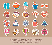 istock Four Seasons Stickers Collection 1367810731