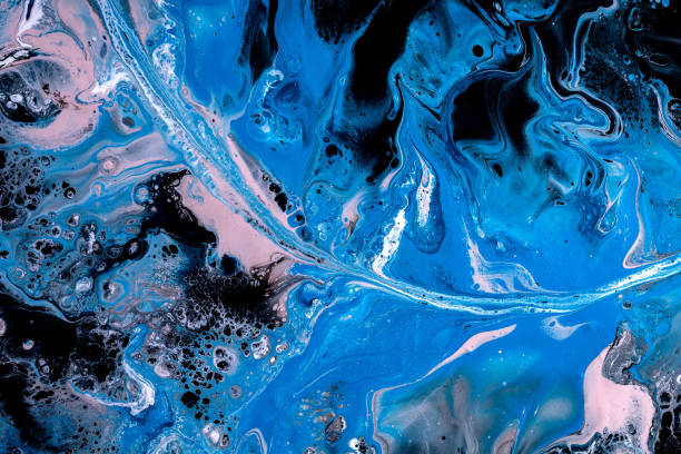istock Abstract fluid art, bright acrylic background with sea, waves, sky, feather with smooth lines. 1367811187