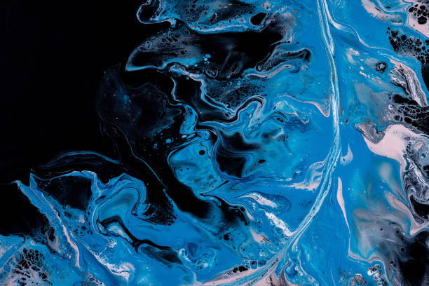 istock Abstract fluid art with smooth streaks, lines, spots, liquid acrylic background. 1367811731