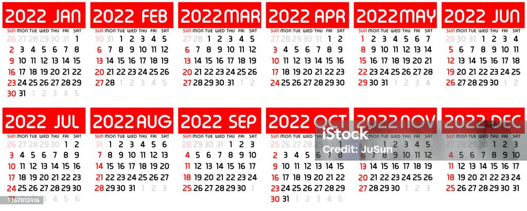 Calendar 2022 2022 Stock Photo