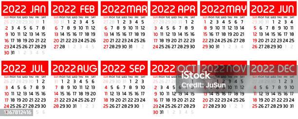 Calendar 2022 Stock Photo - Download Image Now - 2022, October, September