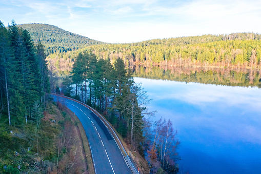 Drone photography Schwarzenbachtalsperre with Country road L83