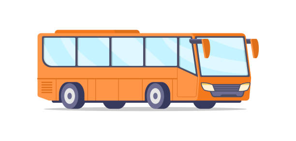 ilustraciones, imágenes clip art, dibujos animados e iconos de stock de moderno autobús público interurbano para el transporte de pasajeros isométrico vector tránsito urbano servicio - shuttle bus vector isolated on white bus