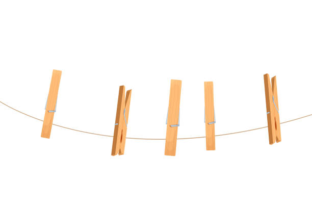 istock Set clothes peg wooden household object in cartoon style isolated on white background. Modern clothes pin vector icon. . Vector illustration 1367813856