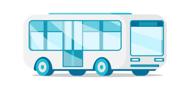 ilustraciones, imágenes clip art, dibujos animados e iconos de stock de autobús lanzadera pasajero servicio de transporte público de cercanías ilustración vectorial isométrica - shuttle bus vector isolated on white bus