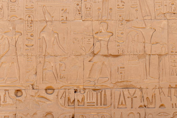 istock Relief details and Egyptian hieroglyphs at Karnak temple complex in Luxor 1367816002