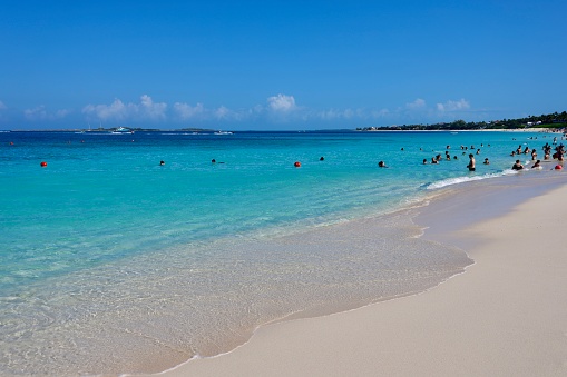 Nassau, Bahamas- December 19,2021:The scenic view of Cabbage beach, Paradise Island, Bahamas.