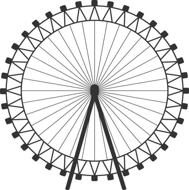 ilustrações, clipart, desenhos animados e ícones de silhueta da roda gigante - roda gigante