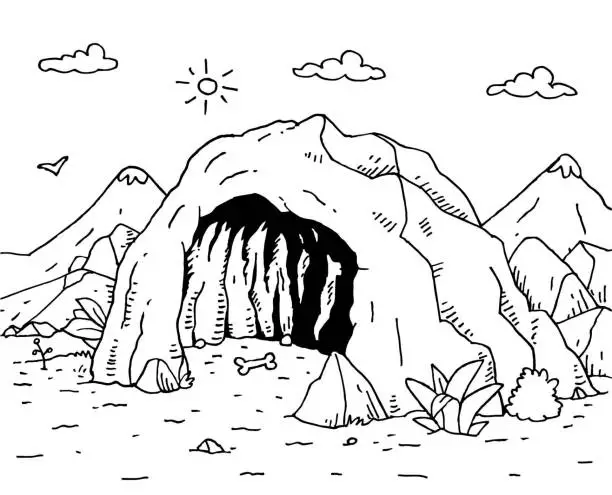 Vector illustration of Hand drawn cave
