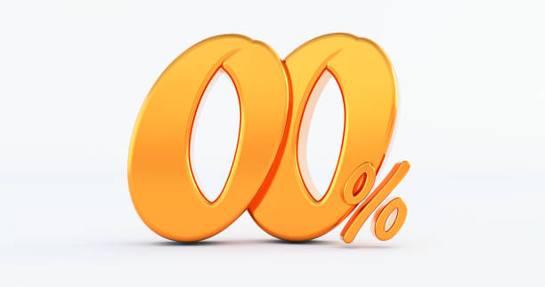 istock golden zero percent isolated on white background. 1367819300