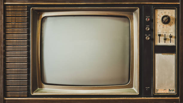 istock Close up old TV screen. Vintage retro television style 1367821976