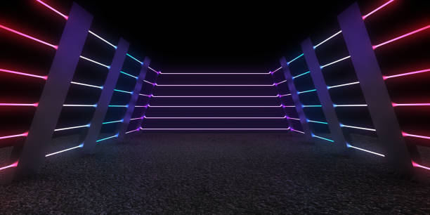 istock 3D abstract background with neon lights. neon tunnel  .space construction . .3d illustration 1367823422