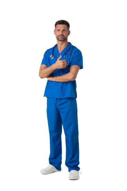istock Doctor in blue uniform with thumb up 1367823541