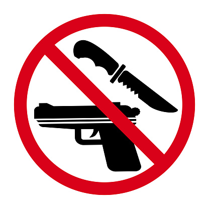 No weapons sign, security vector icon isolated on a white background.