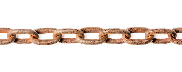 istock Old rusty chain isolated on white background. Close up. Vintage style 1367826351