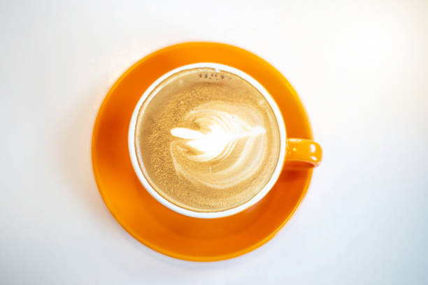 istock Latte hot coffee in a white cup 1367826425